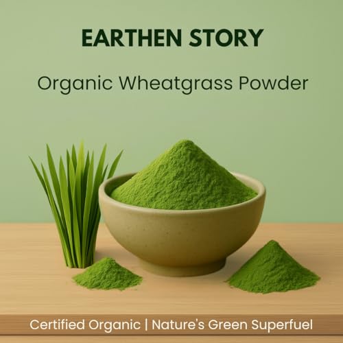 Image of Earthen Story Certified Organic Wheatgrass Powder (200g) | Lab Tested for 270+ Pesticides | Natural Detox, Energy & Glowing Skin | Vegan, Non-GMO Chlorophyll Superfood