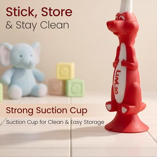 Image of LuvLap Croco Baby Toothbrush with Extra Soft Bristles, Gentle on Enamel, Easy To Hold, Rounded Head Brush For Kids with Hygiene Cap, BPA Free, Toothbrush for Kids, Baby Brush for 1+ Years, Pack of 2