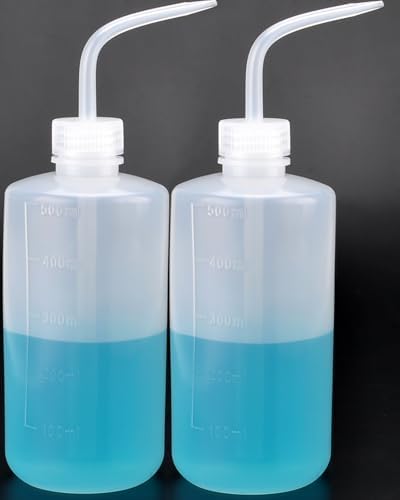 Valchoose 500ml White Squeeze Wash Bottles, Angled Nozzle, 2 Pack