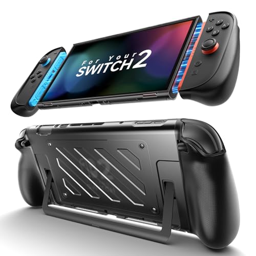 JSAUX Split Protective Case for Nintendo Switch 2, TPU Thickened Grip Cover Compatible with Switch 2, Accessories with Stand Support &amp; Shock Absorption-PC0114A（Only Case No Front Cover）