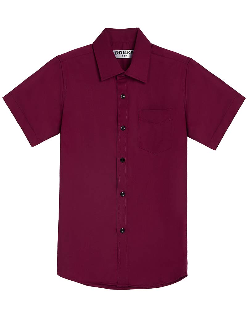 DDILKE Camisa escolar para niños de manga corta Uniforme Camisas sólidas, ajuste regular
