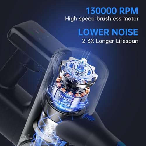 FABULETTA Cordless Vacuum Cleaner, 38Kpa Vacuum Cleaners for Home with 500W Brushless Motor, 6 in 1 Lightweight Stick Vacuum Up to 55 Mins Runtime, Great for Pet Hair/Carpet/Hard Floor, Deep Blue