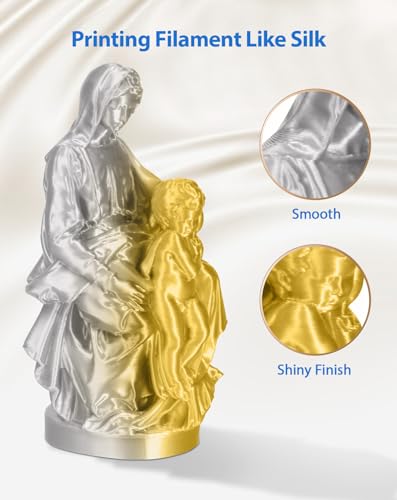 Image of DURAMIC 3D PLA Filament 1.75mm 1kg Spool, Jam-Free High Stifness 3D Printing Filament with Cardboard Spool, No-Tangling No-Clogging Dimensional Accuracy 99% + /- 0.03 mm Silk Gold Silver 1 Pack