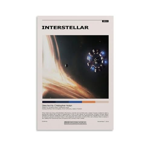 Generisch Películas Clásicas Minimalistas Interst-ellar Para Habitación, Arte de Pared en Lienzo Estético, Póster de Decoración para Dormitorio 30x45 cm (12x18 pulgadas)