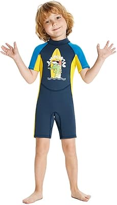 Kids Wetsuit Shorty Suit for Boy Toddler 2.5mm Neoprene Wetsuit Spring Swimsuit UV Protection Keep Warm Short Sleeve Wetsuits for Swimming Surfing M Size