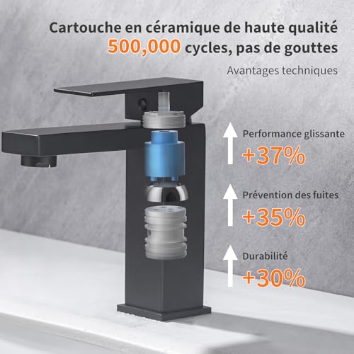 Robinet de lavabo noir mat BuntHaus pour salle de bain moderne