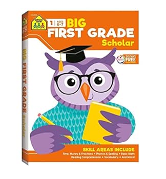 Perfect Paperback School Zone- Big First Grade Scholar Workbook-320 pages, Ages 6 to 7, Time, Money & Fractions, Phonics & Spelling, basic Math, Reading Comprehension, Vocabulary, and more Book