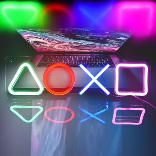 Image of THE PARTY PLANET Playstationn Gamer Neon Sign, Neon Controller Signn for Gaming Room Decor - Gaming Neonn Signs for Teen Boys Room Decor - Best Gamer Gifts for Teenage Boys, Kids