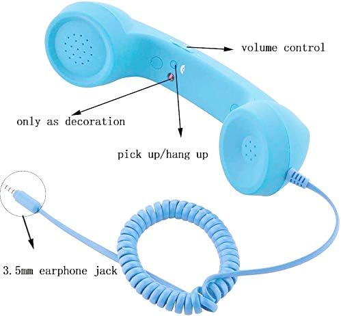 Miniatura 4 de Retro 0.138 in Teléfono Teléfono Celular Receptor Micrófono Micrófono Altavoz para iPhone iPad Teléfonos Móviles Teléfono Móvil Smartphone (Azul