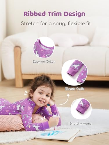 PATPAT Bamboo Viscose Pajama Sets for Toddler Boys & Girls Baby Kids, Ultra-soft Snug fit Pjs Sleepers for Birthday Holiday3