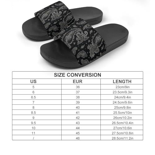 Black Paisley Womens Slide Sandals Non Slip Summer House Slippers for Girls Slip-on Flip Flops2