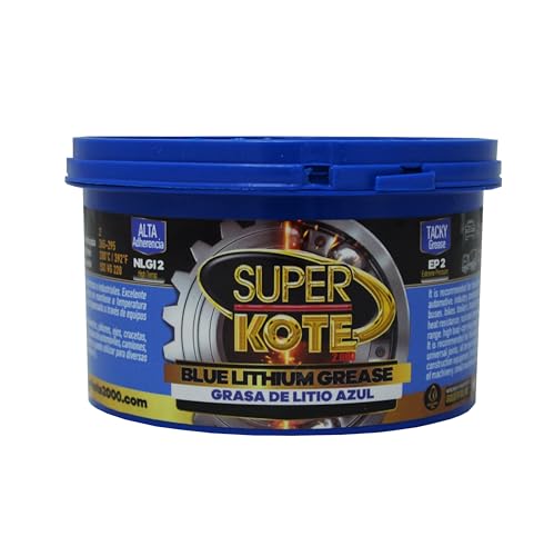 Blue and Tacky Lithium Grease Superkote 2000 | NLGI 2 | Lubricant Grease | Extreme Pressure | High Temperature | Heavy Duty | Wheel Bearing Grease | Marine | Automotive | Blue Grease | 360 gr Can