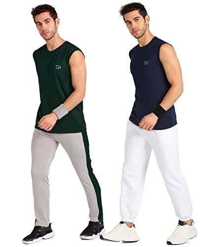 Image of TQH Sleeveless T Shirts for Men | Vest for Men | Tank Top Man | Sando for Man | Men's Sleeveless Gym Vest Round Neck Solid Casual T-Shirt for Workout Running Sports Beach