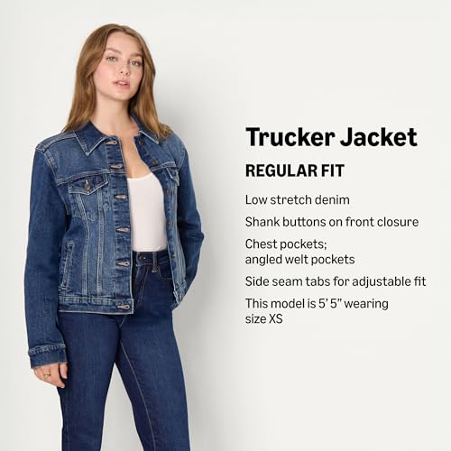 Image of Amazon Essentials Women's Regular-Fit Denim Trucker Jacket