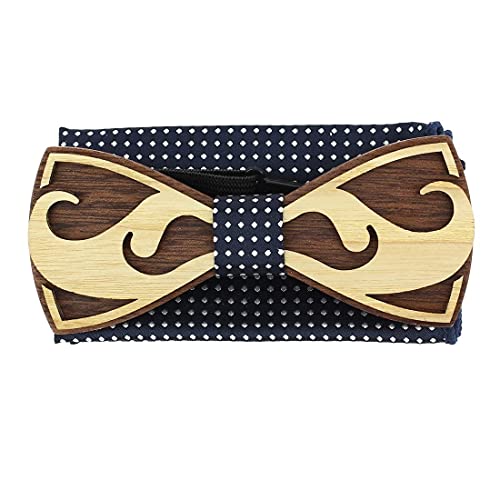 Nœud papillon en bois pré-noué ajustable bleu marine rigide Tony & Paul