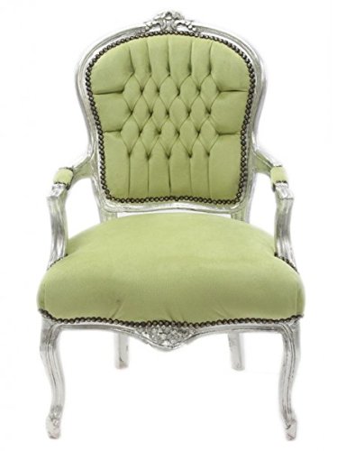 Casa Padrino Silla Barroco Salón de Jade Verde/Plata - Diseño de Mobiliario Antiguo