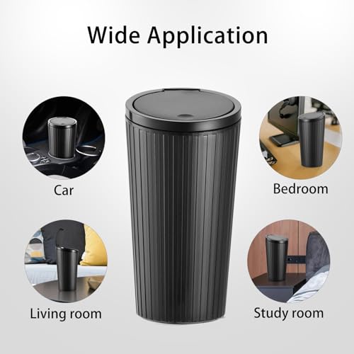 Auto Mülleimer, Auto Mülleimer mit Deckel, Tragbare Mülleimer Auto mit 5 Rollen Müllsäcke, Müllbeutel, Praktischer Mini Mülleimer für Autos, Zuhause, Büro, Schlafzimmer (Schwarz)