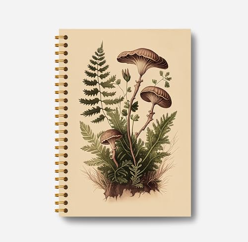 Carnet à spirale vintage champignon botanique pour le bureau