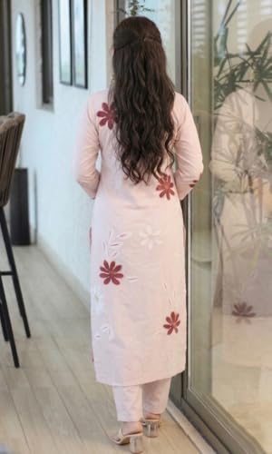 Image of ANNI Designer Kurta Set for Women Erode Rayon Printed | Kurti Set for Woman | Kurta Pant 2 Piece Outfit | Round Neck 3 /4 Sleeve Straight Fit Ethnic Dress Stylish Kurta Sets for Women Clothing