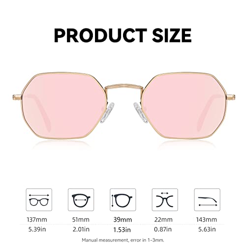Small Octagonal Polarized Sunglasses for Women Men Classic Retro Trendy Metal Frame Polygon Sun Glasses FZN35563