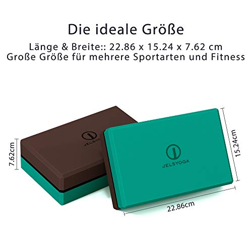JELS yogablok set van 2 - hoge dichtheid EVA-yogablokken - groot yogablok 15 cm x 23 cm x 2 stuks voor beginners, meditiatie en pilates, fitnessaccessoire voor regeneratie, rug, rekoefeningen - Image 3