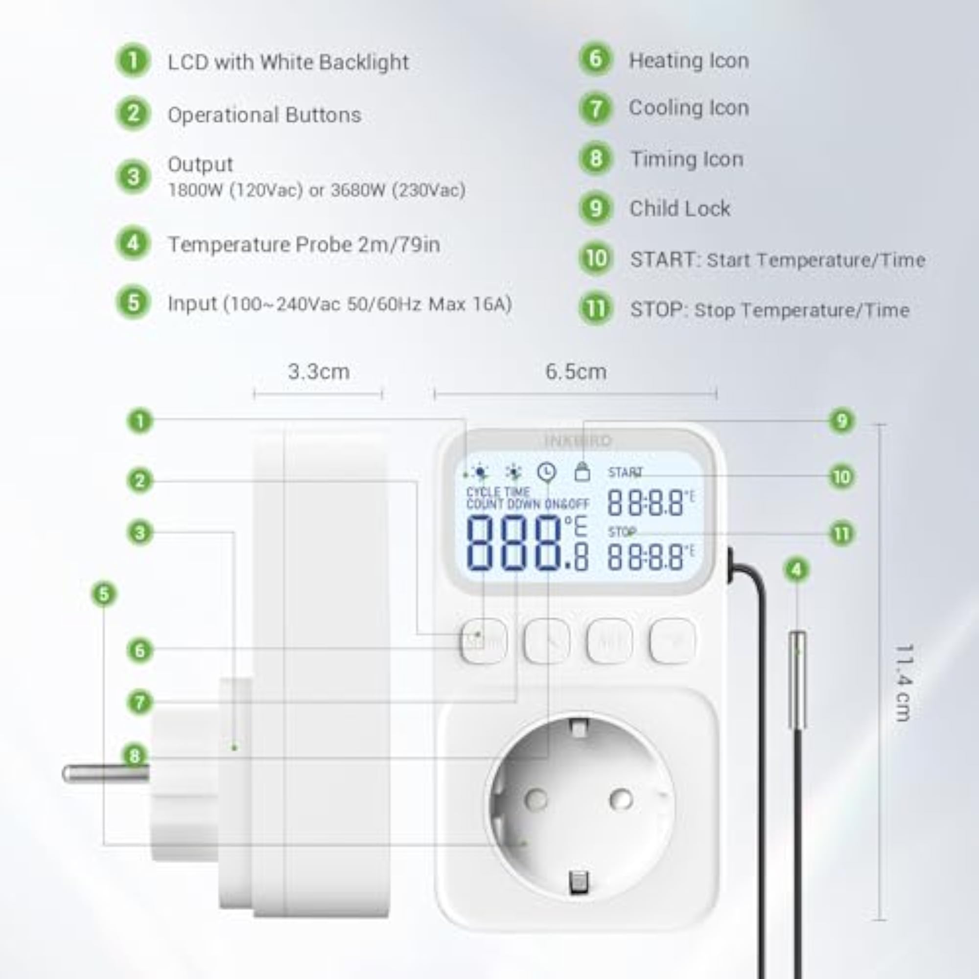 Temperature Controller Timer Thermostat C226T