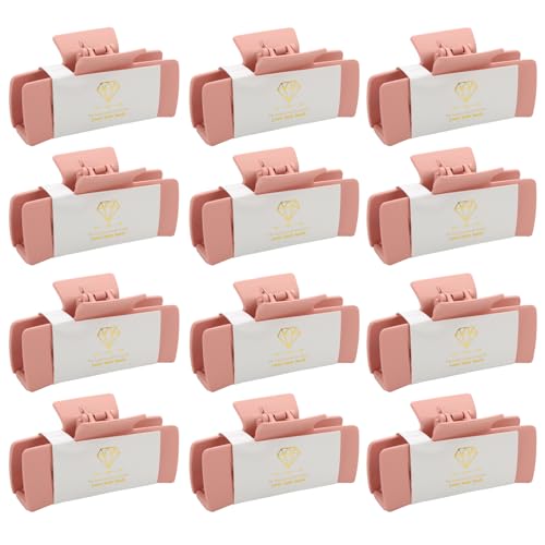 Bridesmaid Proposal Gifts 4.1inch square Hair Claws Bachelorette 12pcs Large Hair Claw Clips Girls Stuff for Wedding Party Favors(Pink)