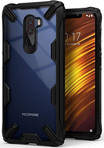 Ringke Fusion-X Compatible con Funda Xiaomi Pocophone F1 Ergonómico Transparente [Defensa Provista Caída Militar] Firme PC Back TPU Bumper Resistente Impactos Cover para Xiaomi Pocophone F1 - Black