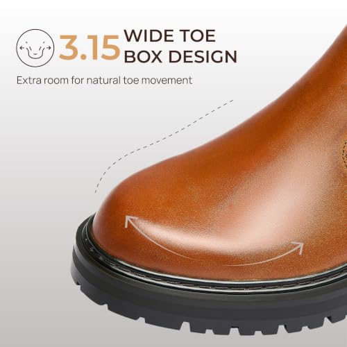 Image of Holy dove Men's Wide Toe Box Platform Chelsea Boots Slip-On Casual Ankle Dress Boot