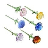 oringnat ミニチュアフラワーフィギュア クリスタル花瓶付き ハンドメイド ローズブーケ お母さん 女性用 コレクション用オーナメント