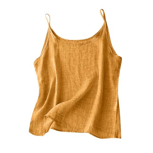 Cotton Linen Camisole Tops for Women Spaghetti Strap Loose Fit Tank Top Cami Summer 2025 Casual Sleeveless Shirts