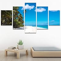 SIGNWIN 5 Panel Canvas Wall Art Palm Tree for Home Decorations Ready to Hang - 60