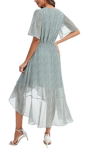 Image of Kormei Womens Short Sleeve Floral Maxi Dress High Low V-Neck Flowy Party Long Dresses