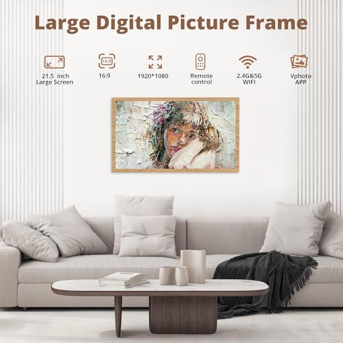 Image of Dragon Touch Large Digital Picture Frame 21.5 inch Screen WiFi Digital Photo Frame Display, 32GB Storage, Auto-Rotate, Share Photos via App, Email, Cloud, Classic 21（Not Touchscreen）