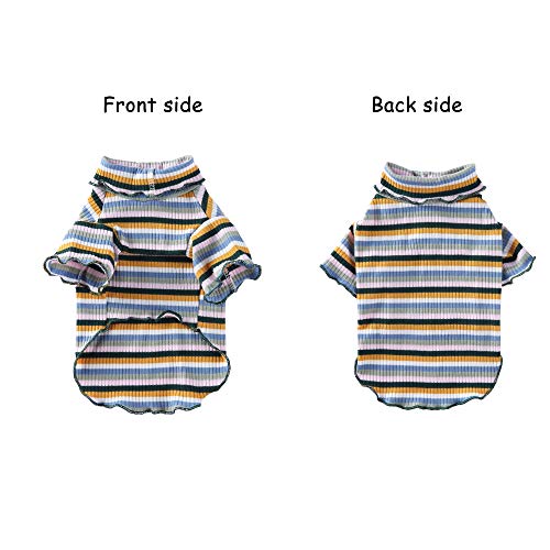 Dog Costumes For Indoor Outdoor Turtleneck Rainbow Jumpsuit Shirt Color Stripes Spring Summer Puppy Soft Clothes #TOP2