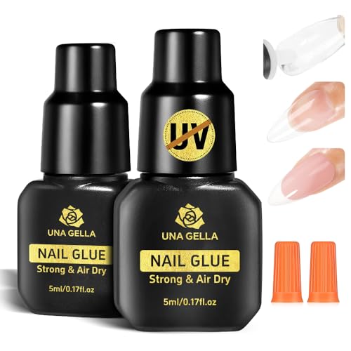 UNA GELLA Super Nail Glue for Press On Nails Quick Drying (5ML*2pcs) Acrylic Nails & Nail Tips No...