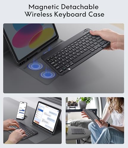 CHESONA Keyboard Case for iPad 10th Generation 10.9inch - 2022, Detachable Bluetooth Keyboard, Stand Folio Keyboard Cover with Pencil Holder, for New iPad 10th Gen 2022 - Image 5