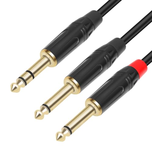 Cable divisor estéreo 6.35mm a 2 mono 6.35mm macho miniatura 7