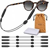 PNORTSD Anti-Slip Glasses Strap, Adjustable Sunglasses Strap, 4-Pack Black