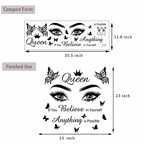 Inspirational Quotes Wall Decor Motivation Lettering Saying If You Believe In Yourself Anything Is Possible Beauty Eyes Queen Word Vinyl Wall Sticker Wall Decals For School Classroom Office Living Bedroom Home Decor. #TOP6