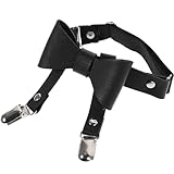 Ciieeo Verstellbarer Schwarzer PU Leder Beinring mit Schleife und Clips Strumpfhalter für Damen...