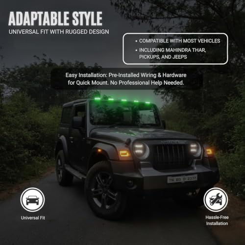 Image of UBH Roof Marker LED Lights For Cars, Trucks, Or Suv 4 X 4 Thar (UFO) (UFO Light 5 Green)