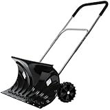 Jago SNSF02 - Pala telescpica de aluminio para nieve con ruedas, negro