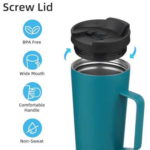Image of Konokyo 26 oz Insulated Tumbler with Handle & Straw, Stainless Steel Mug