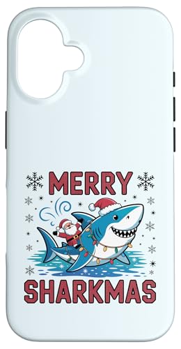 Merry Sharkmas AO[Z[^[ T^ CfBO V[N Cgt X}zP[X iPhone 16 p