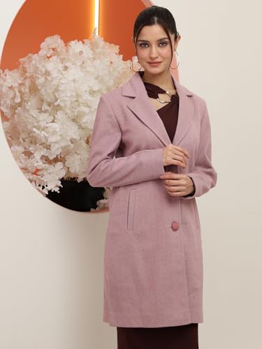 Image of CHKOKKO Women Chic Winter Coat Single Breasted | Knee Length Design with Buttoned Closure and Practical Front Side Pockets for Stylish and Comfortable Wear