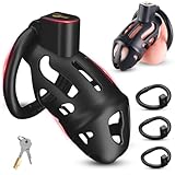 BDSMJOY CB-5.0 Keuschheitskäfig Herren,Deluxe Chastity Cage Male Peniskäfig Set,3D Harz Cock Cage mit 3 Hodenringe Penisring,Keuschheitsgürtel für Herren,Penis Käfig,Sex Spielzeug für die Männer