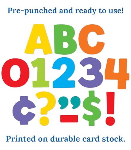 Image of Carson Dellosa 219-Piece 4 Inch Colorful Cutout Letters for Bulletin Boards, Numbers, Punctuation & Symbols, Bright and Colorful Bulletin Board Letters, Colorful Classroom Letters for Bulletin Board