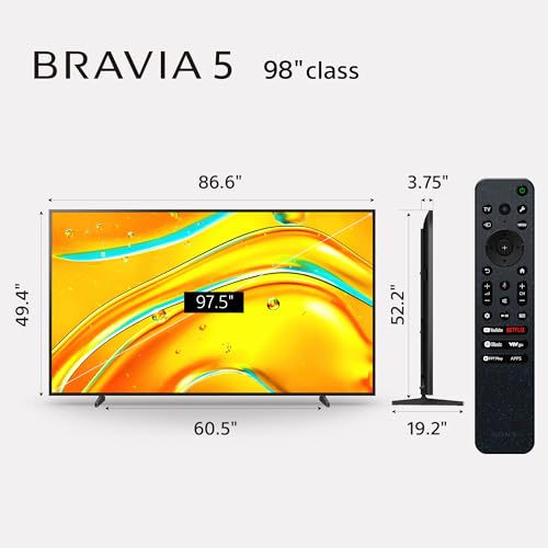 Image of Sony BRAVIA 5 98 Inch TV, Mini LED, 4K Smart Google TV, XR Processor with AI Technology,120hz Television with Dolby Vision /Atmos, Exclusive Features for PlayStation5, K-98XR50