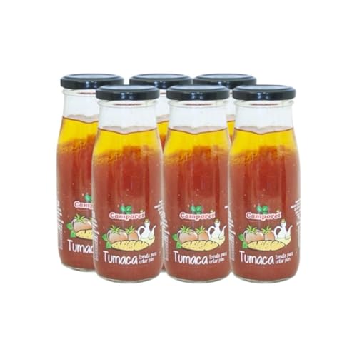Tumaca Camporel 240 ml - Pack de 6 | Tomate 100% Natural para Untar con Aceite de Oliva Virgen Extra - Ideal para Pan, Aperitivos y Recetas Mediterráneas
